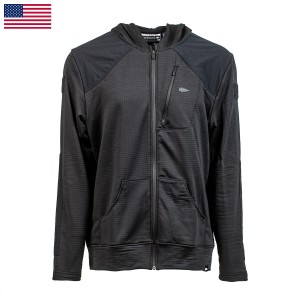 Black / Black Men's Goruck Indestructible Grid Fleece Full Zip Tops | SG-025479-WQS