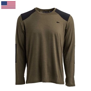 Green Men's Goruck 24.7 Merino Wool Long Sleeve Tee Tops | SG-910836-IWE