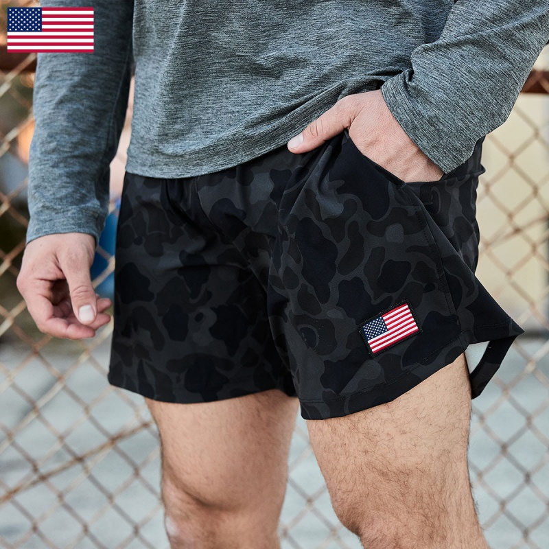 Black Camo Men\'s Goruck Indestructible Training Length 5 Shorts | SG-859647-BHG