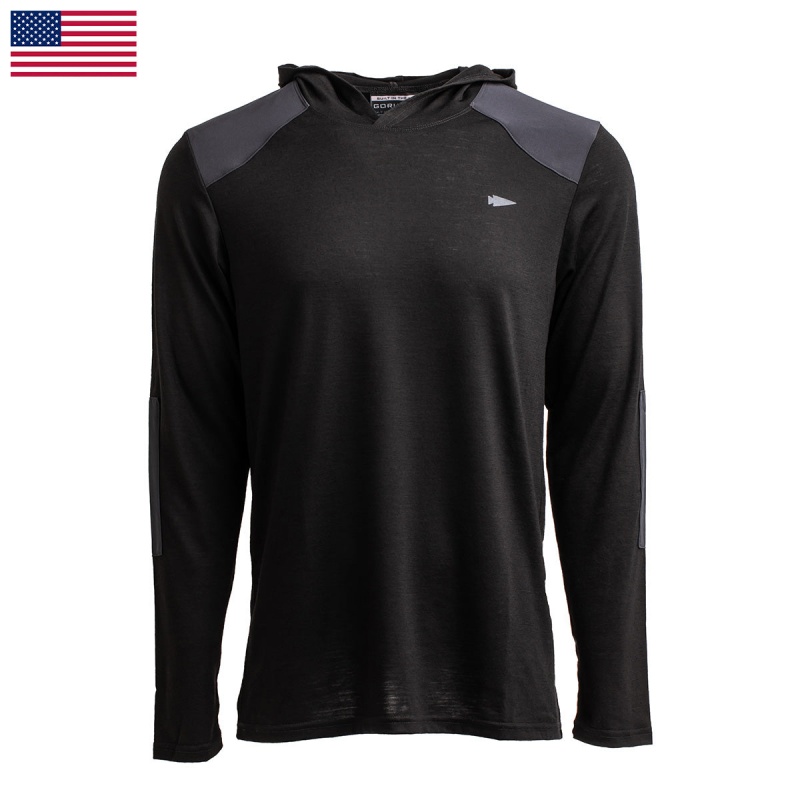 Black Men\'s Goruck 24.7 Merino Wool Hoodie Tops | SG-472603-LNB