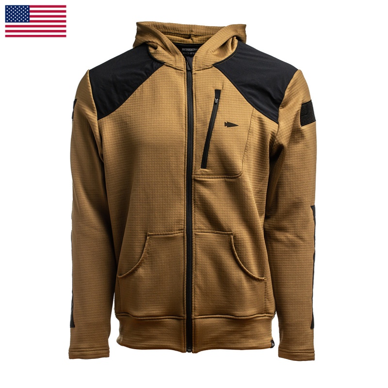 Black Men\'s Goruck Indestructible Grid Fleece Full Zip Tops | SG-089215-NAF