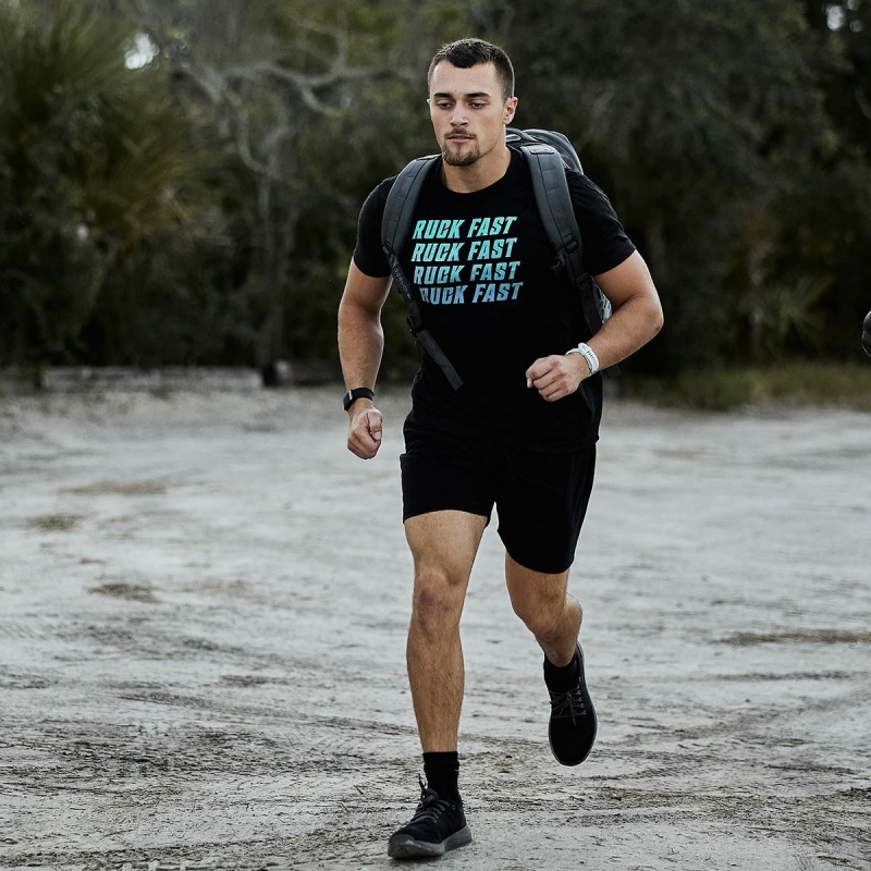 Black Men's Goruck Ruck Fast T-Shirt | SG-063452-GVL