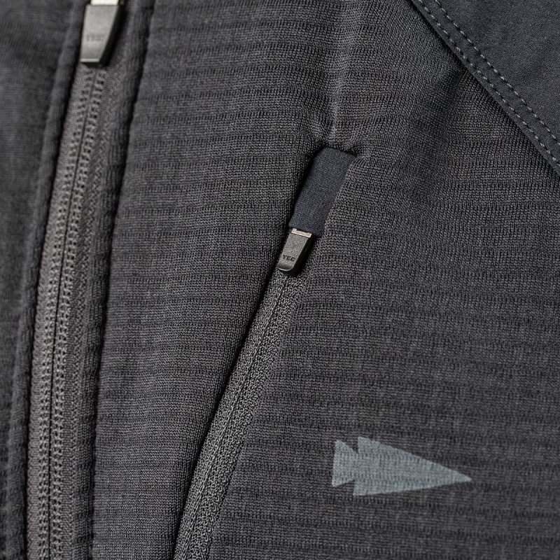 Black / Black Men's Goruck Indestructible Grid Fleece Full Zip Tops | SG-025479-WQS