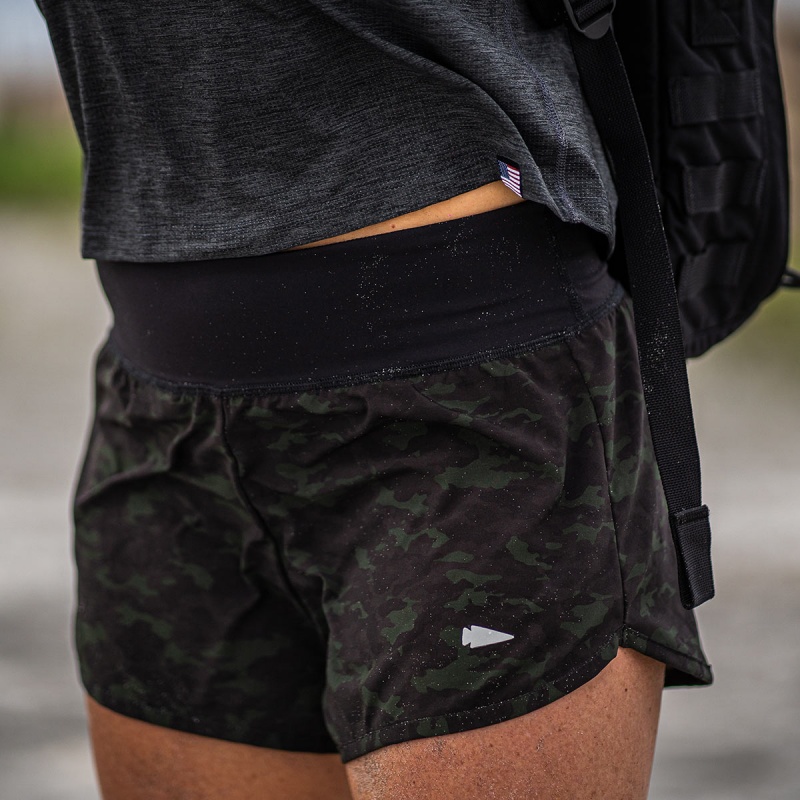 Dark Camo Women's Goruck Indestructible Training Shorts | SG-213890-UVL