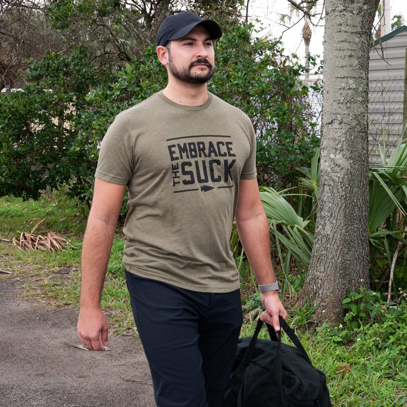 Green Men's Goruck Embrace the Suck T-Shirt | SG-613287-NPL