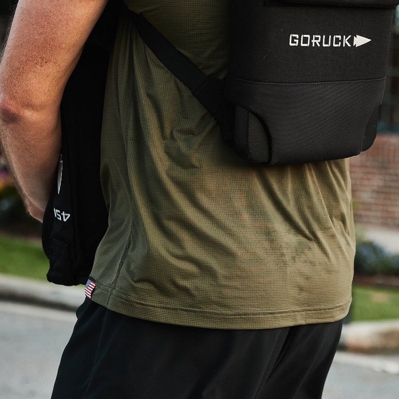 Green Men's Goruck Indestructible Performance Tops | SG-570836-PEA