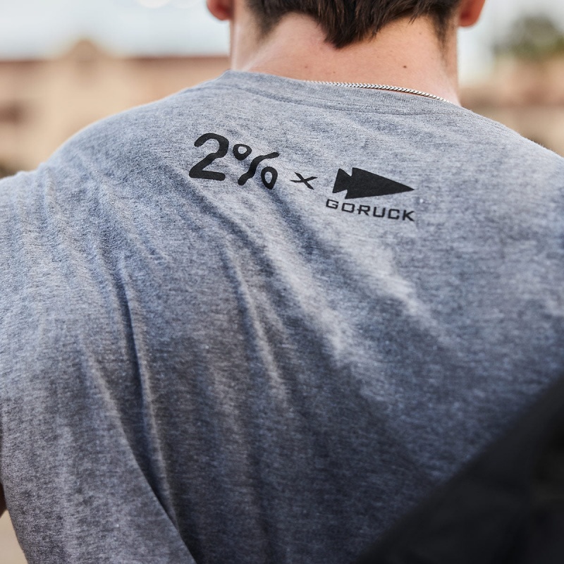 Grey Men's Goruck 2% T-Shirt | SG-869352-VNP