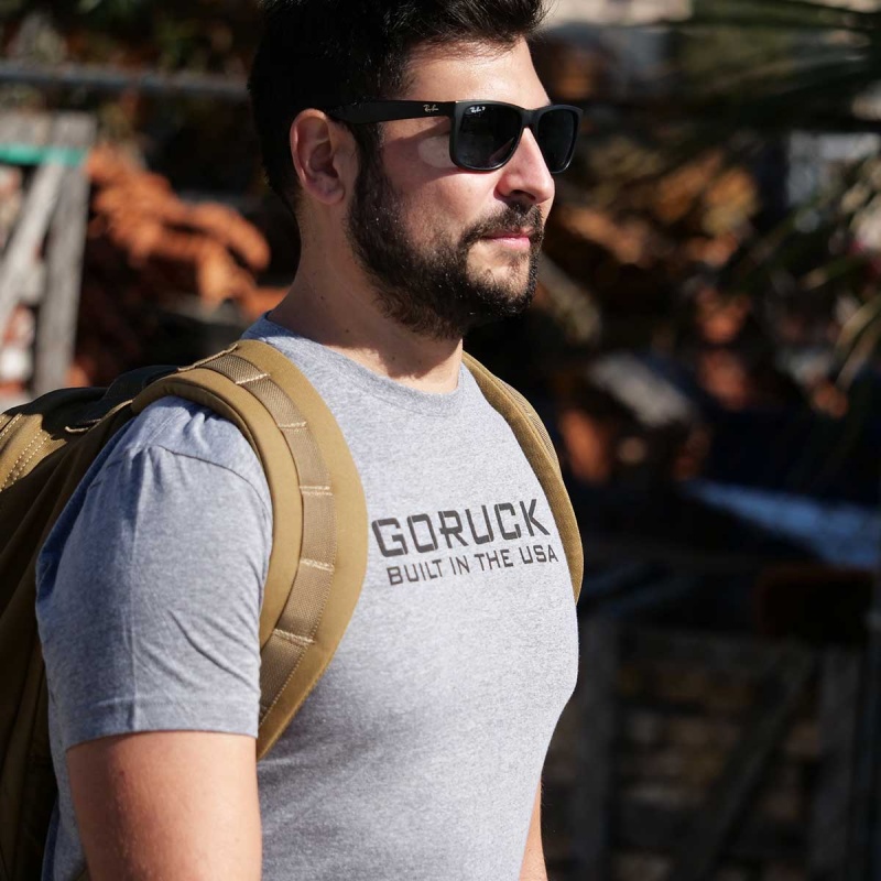 Grey Men's Goruck Reverse Flag T-Shirt | SG-360982-LCW