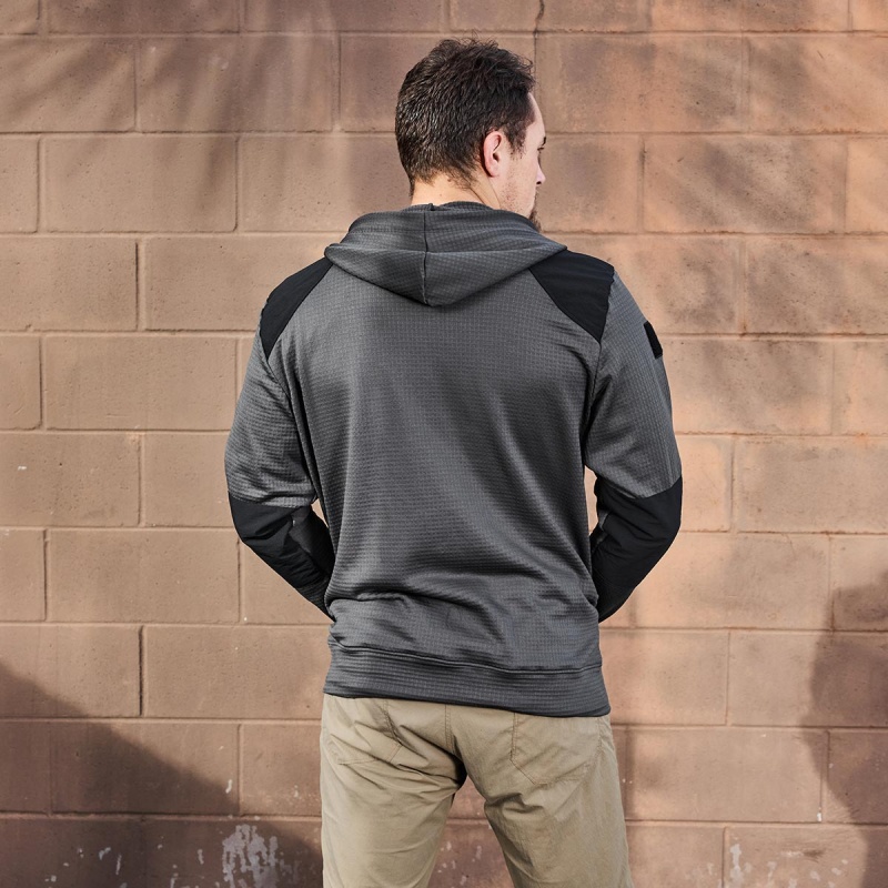 Grey / Black Men's Goruck Indestructible Grid Fleece Full Zip Tops | SG-586279-MAO