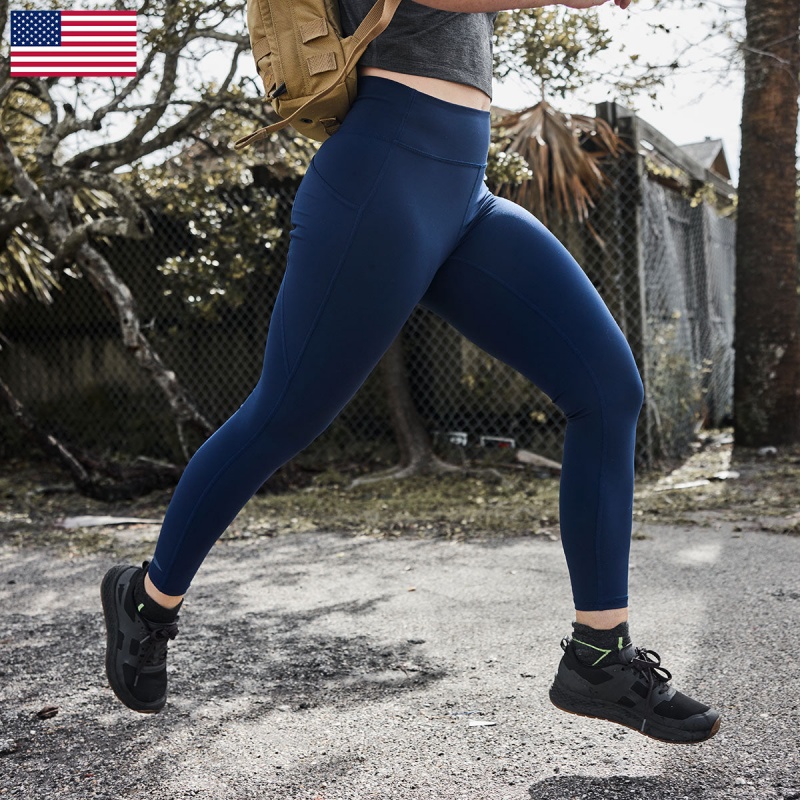 Navy Women\'s Goruck Indestructible Tough / Pockets Leggings | SG-129370-NLE