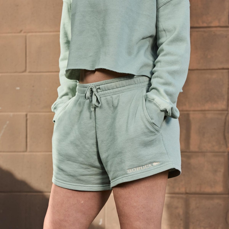 Olive / Brown Women's Goruck Sweat Shorts | SG-742685-VYU