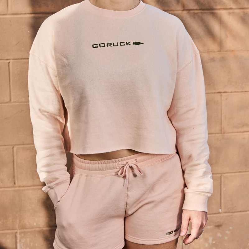 Pink / Green Women's Goruck Cropped Embroidered Sweatshirt | SG-354069-MSY